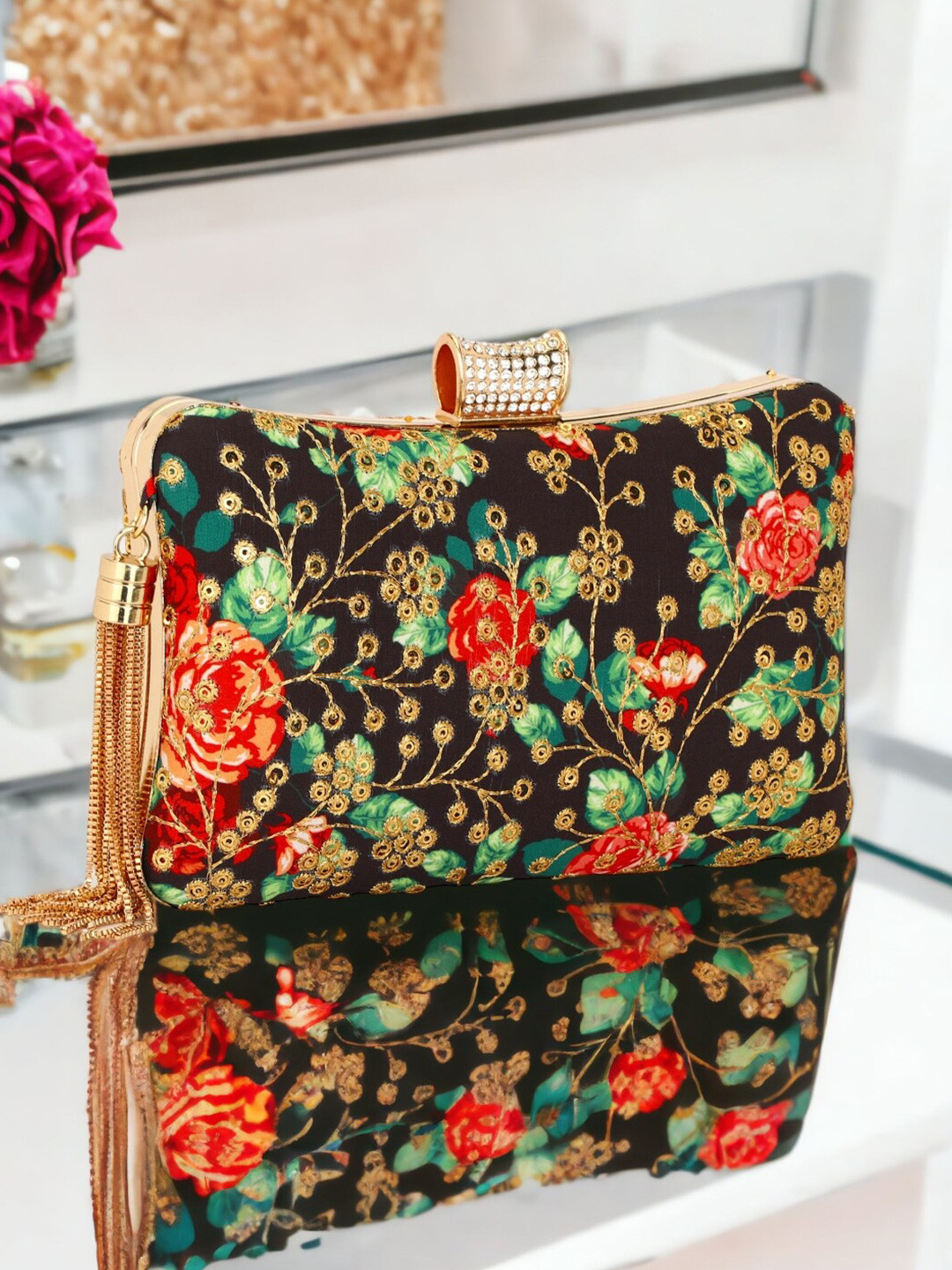 Toobacraft Embroidered Box Clutch