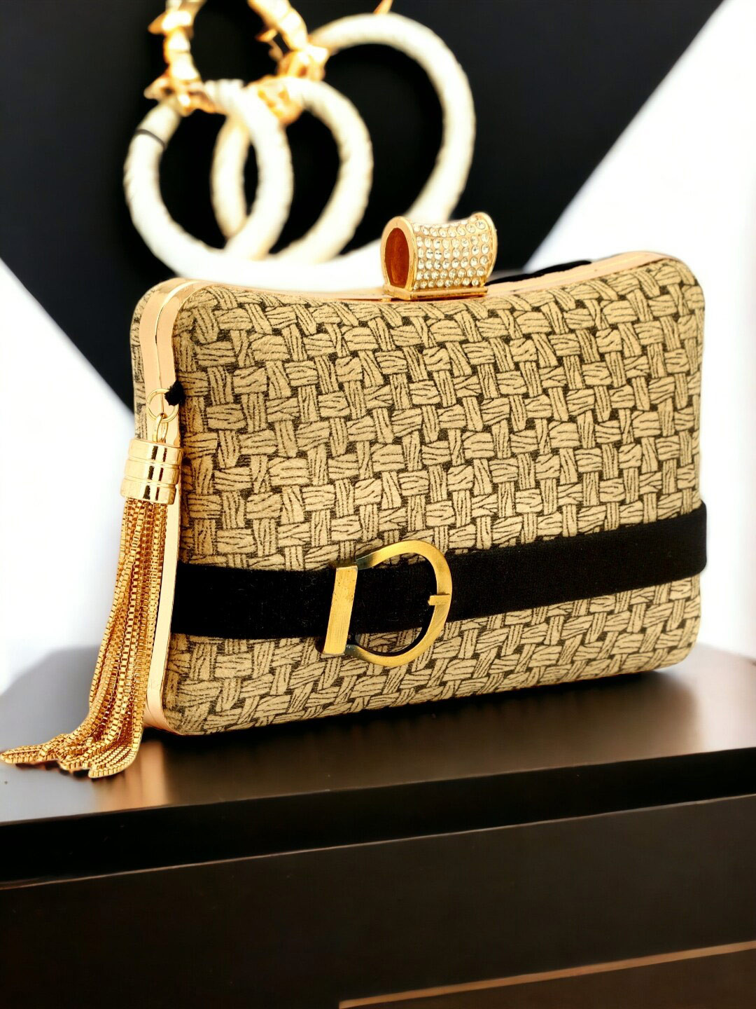 Toobacraft Embellished Box Clutch