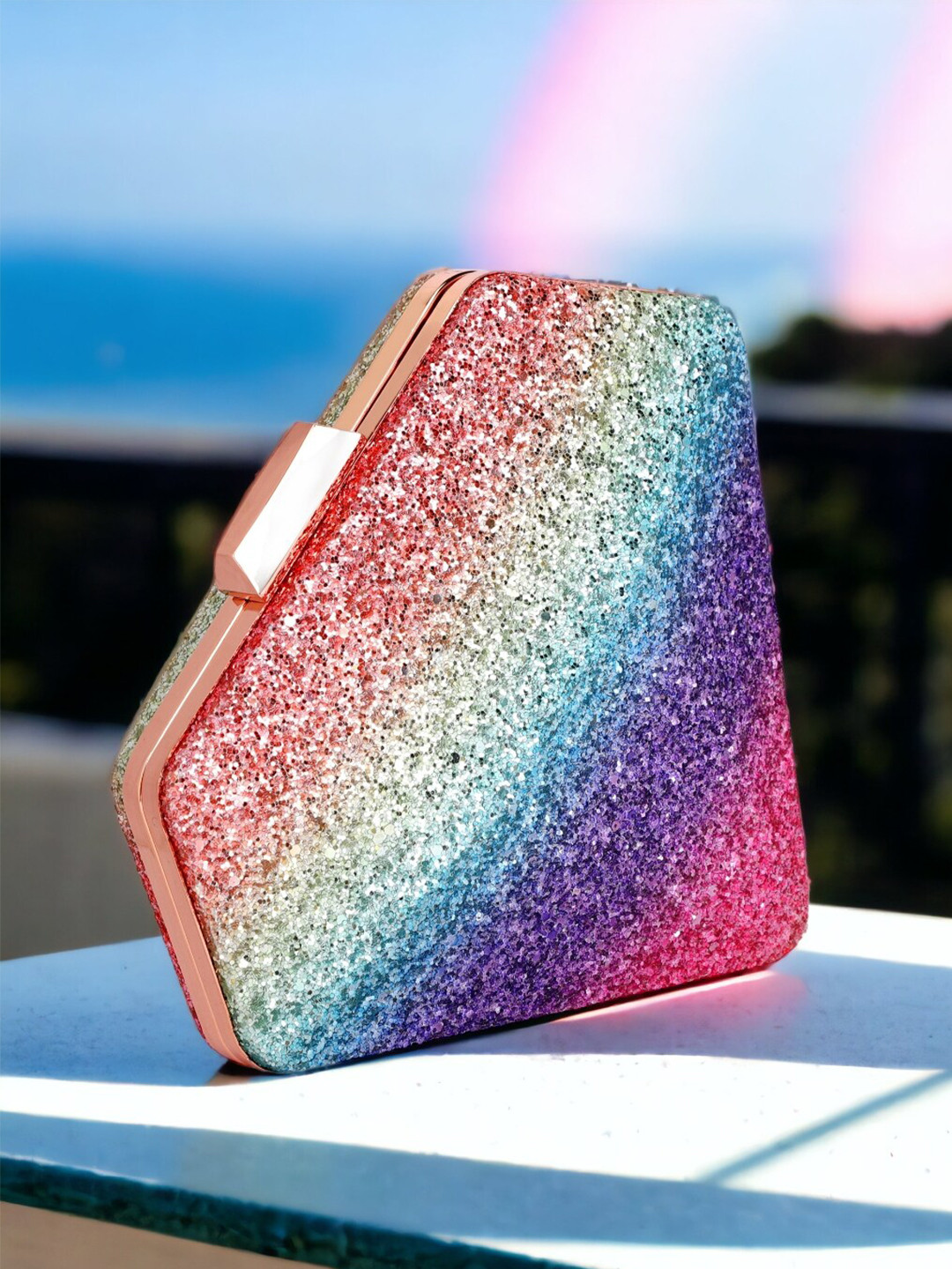 Toobacraft Embellished Diamond Shape Box Clutch