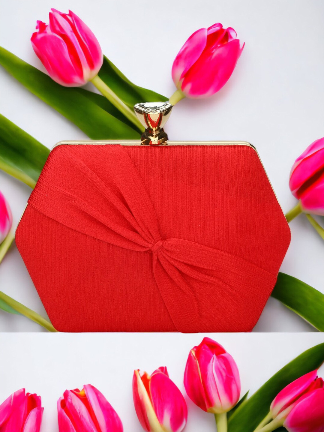 Toobacraft Bow Textured Box Clutch