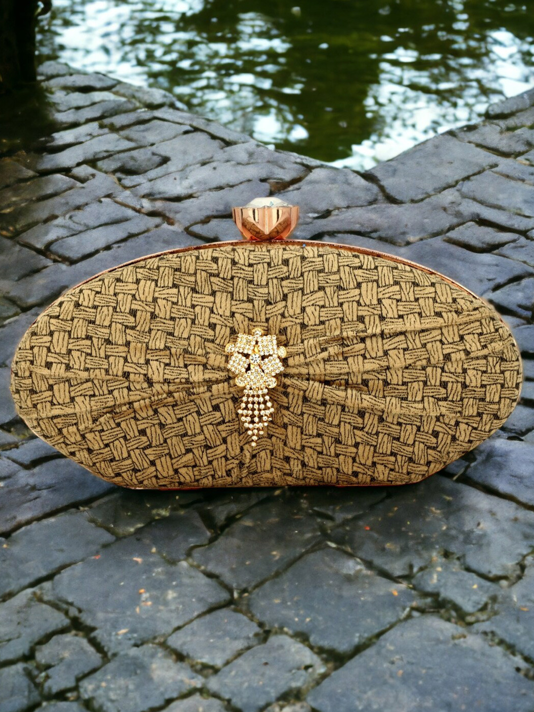 Toobacraft Printed Embellished Detailed Box Clutch