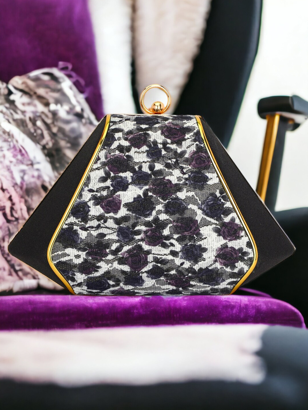 Toobacraft Floral Self Design Box Clutch