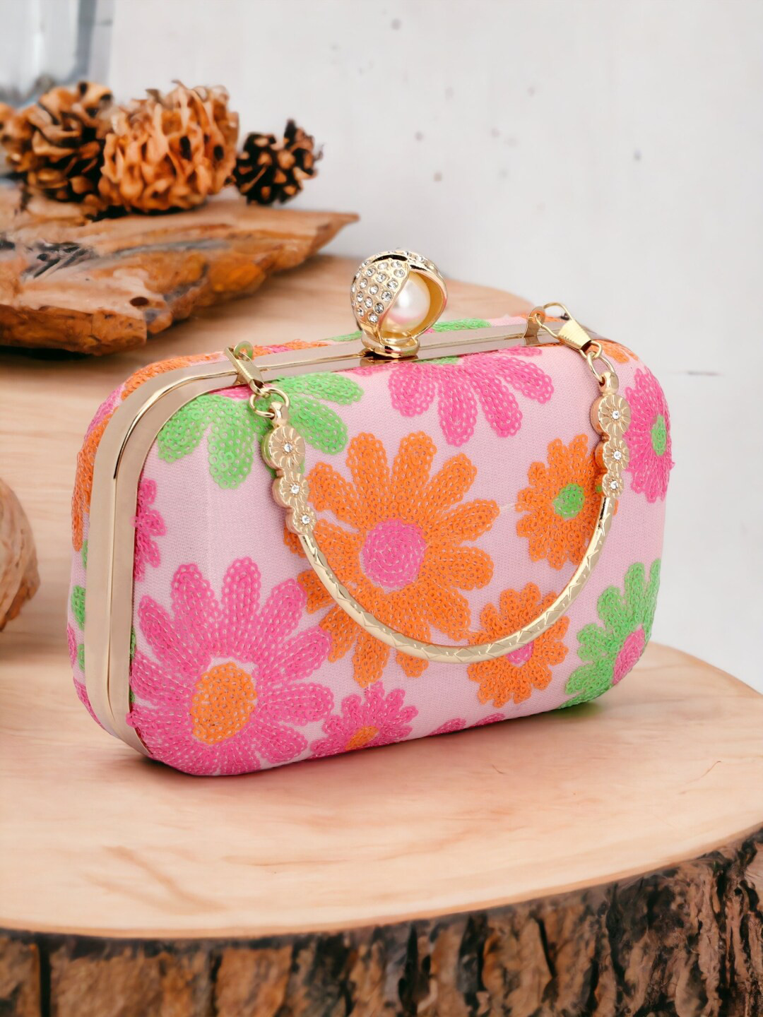 Toobacraft Embellished Box Clutch With Shoulder Strap