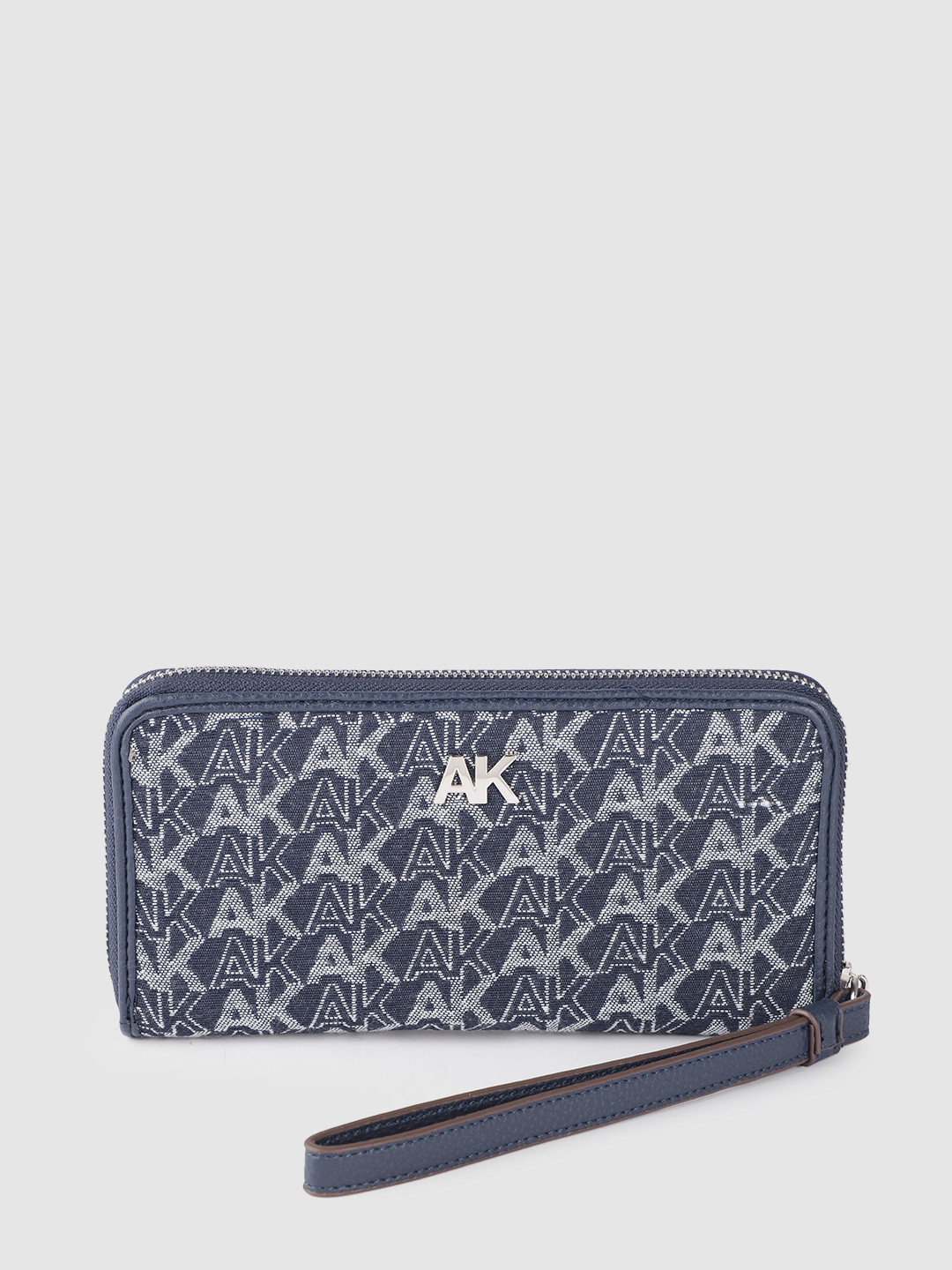 ANNE KLEIN Women Brand Logo Woven Design Zip Around Wallet