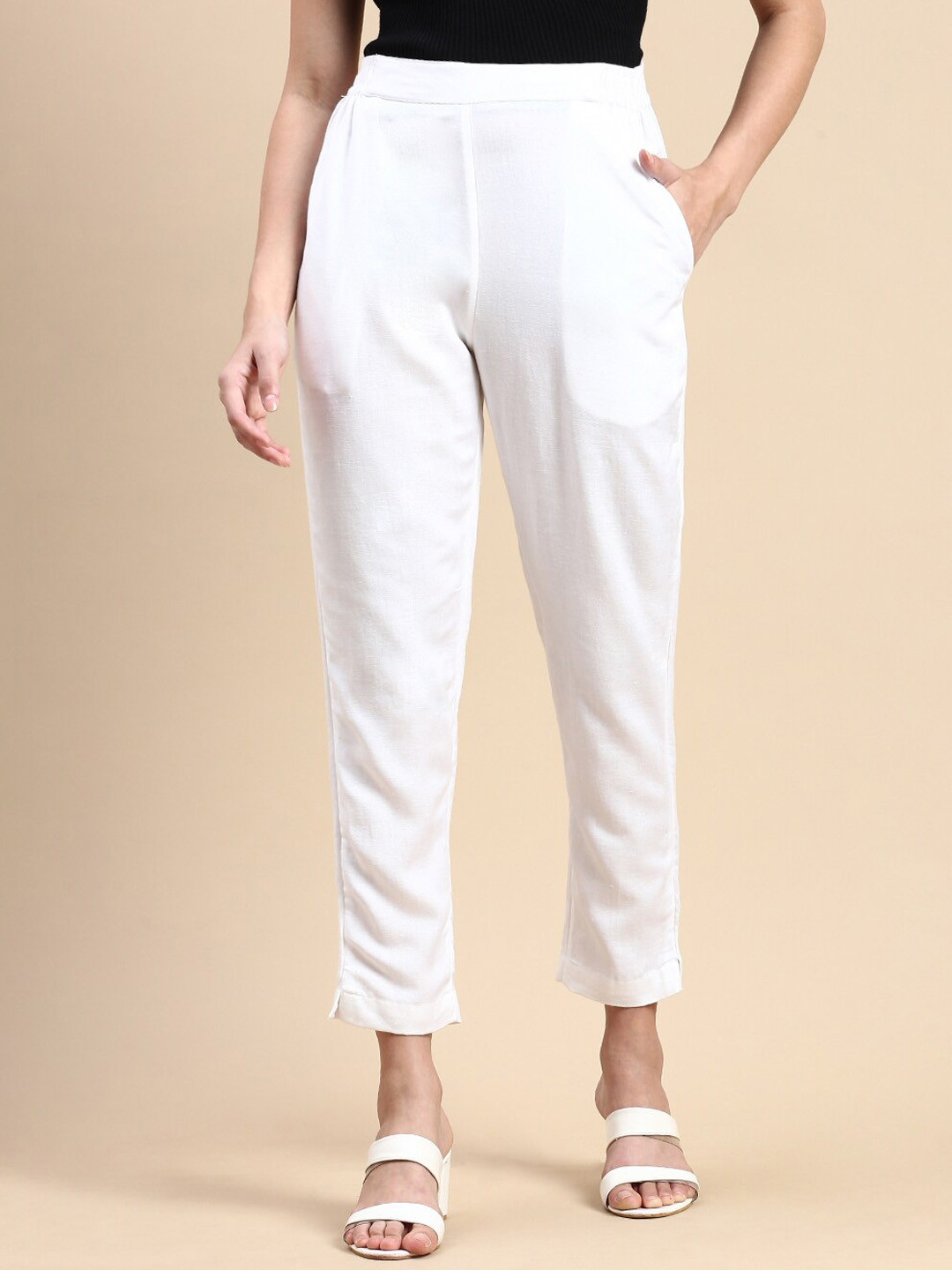 De Moza Women High-Rise Cigarette Trousers