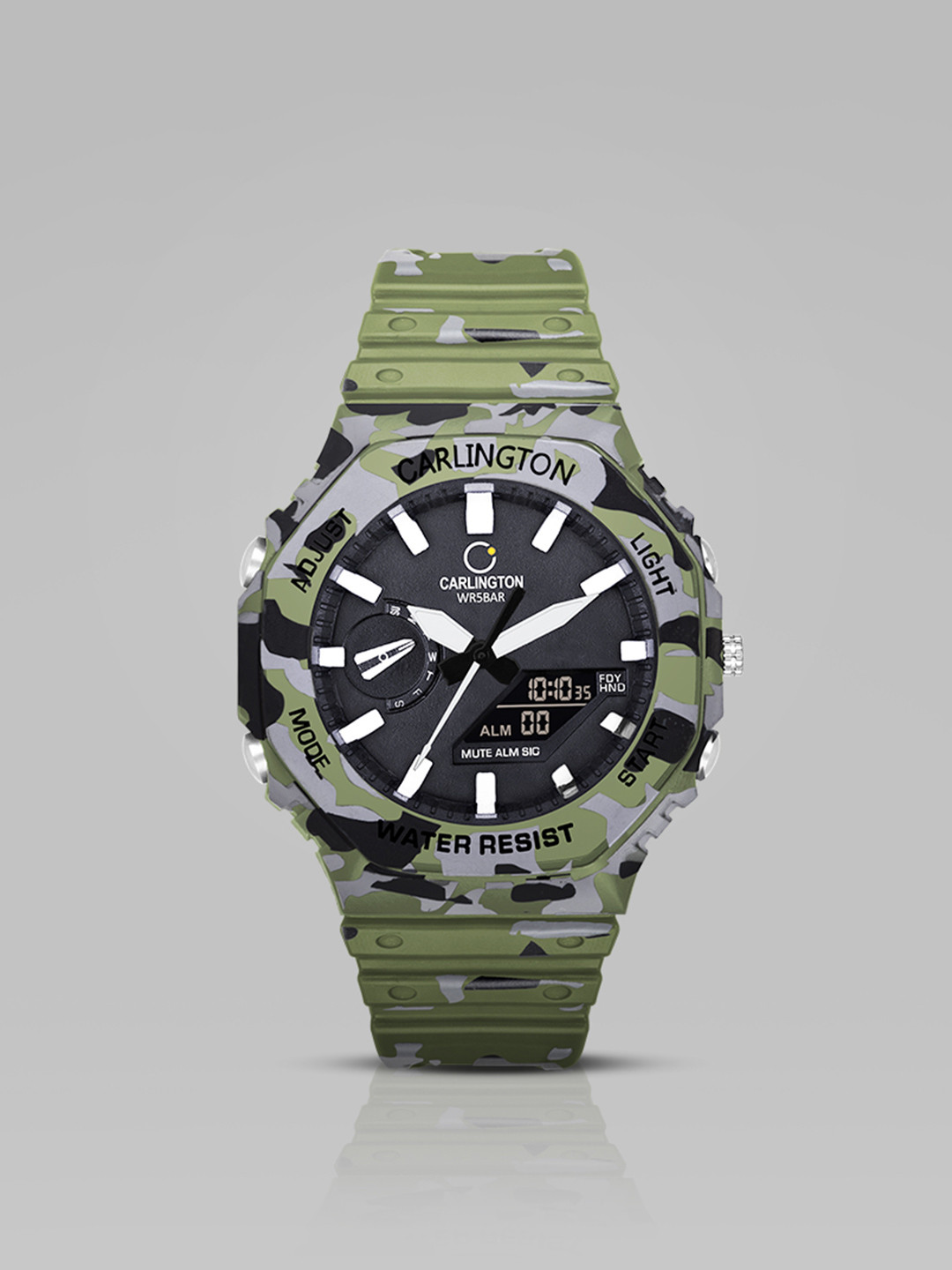 CARLINGTON Printed Dial & Analogue and Digital Watch CT 3322 Army