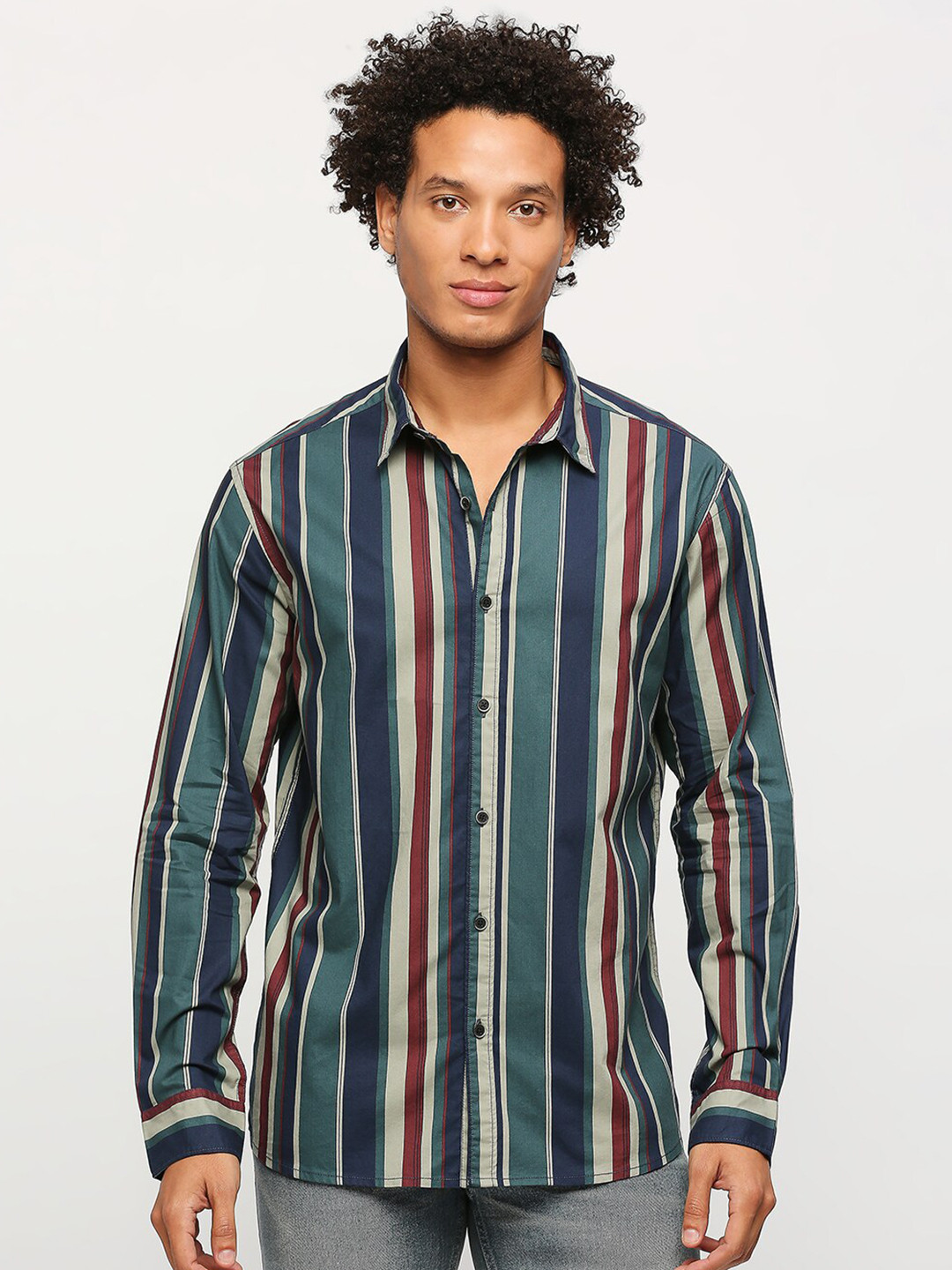 BEAT LONDON by PEPE JEANS Slim Fit Multi Stripes Striped Pure Cotton Casual Shirt
