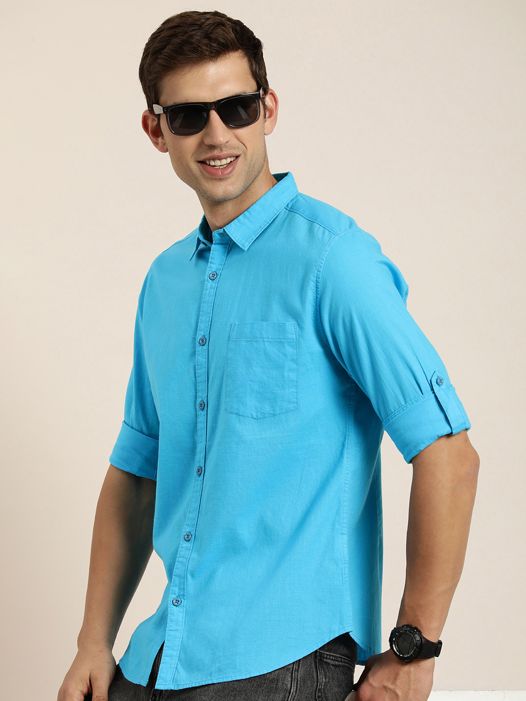 HERE&NOW Men Slim Fit Solid Casual Shirt