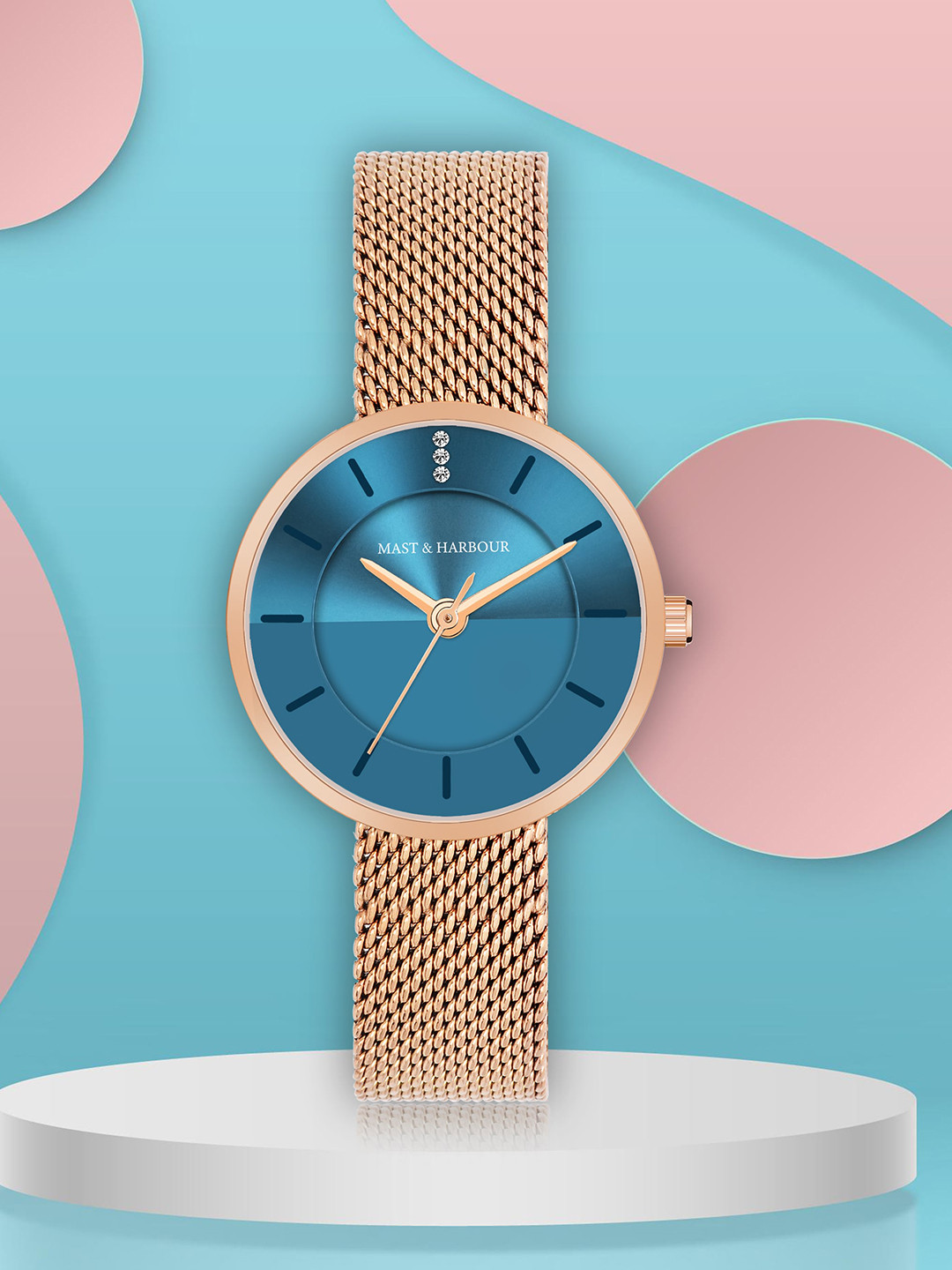 Mast & Harbour Women Brass Dial & Stainless Steel Straps Analogue Watch MH-5702