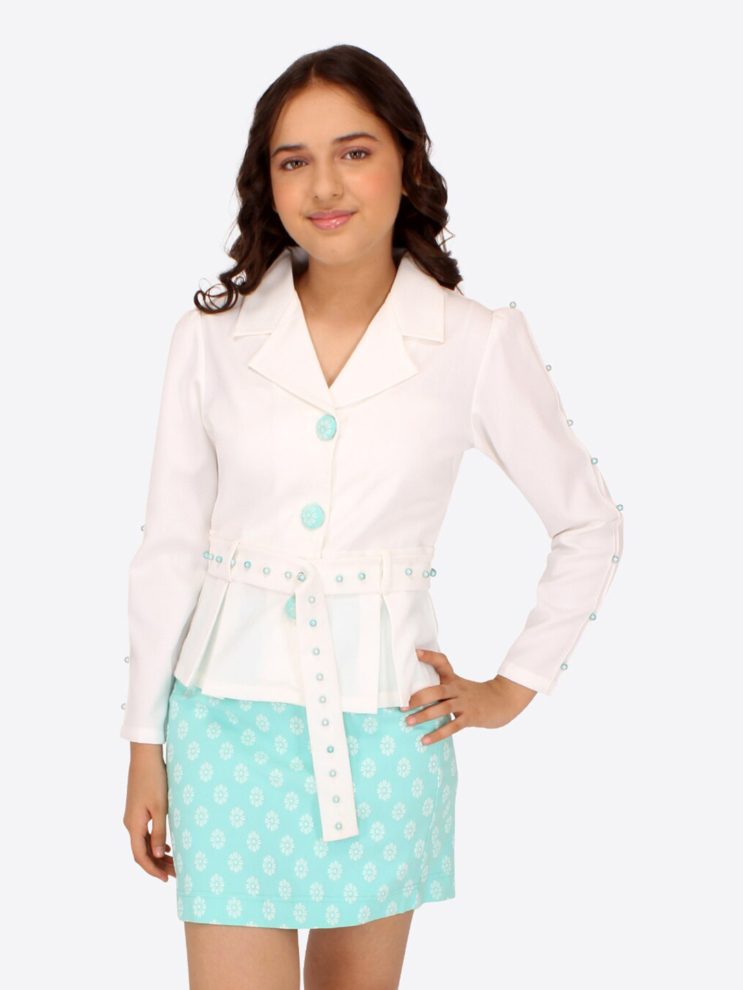 CUTECUMBER Girls Shirt Collar Shirt with Skirt