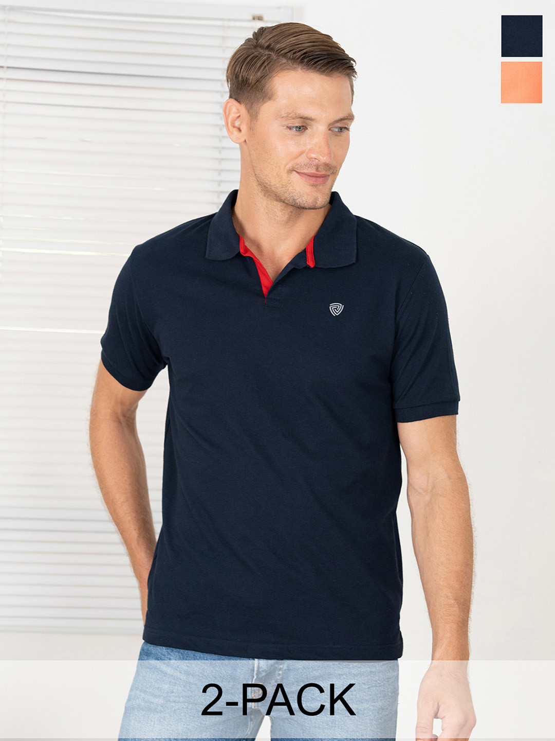 Lux Cozi Pack Of 2 Polo Collar Cotton T-shirt