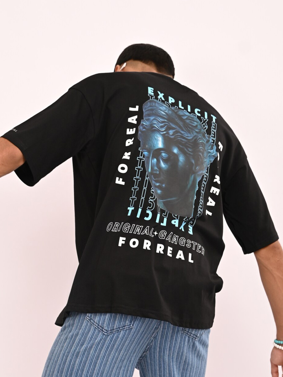 OG For Real Graphic Printed Drop-Shoulder Sleeves Cotton Oversized T-shirt