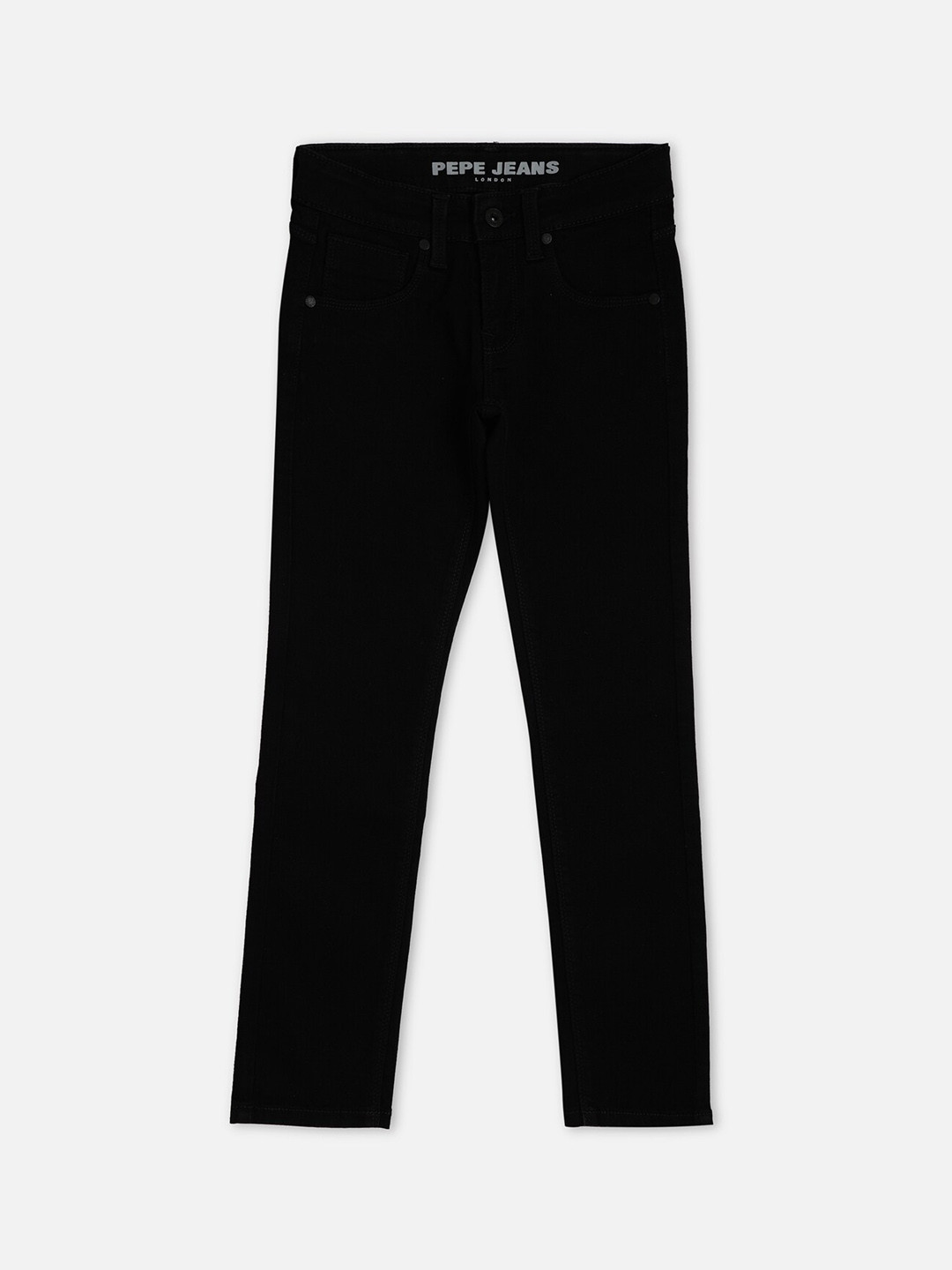 Pepe Jeans Boys Slim Fit Mid-Rise Dark Shade Clean Look Stretchable Jeans