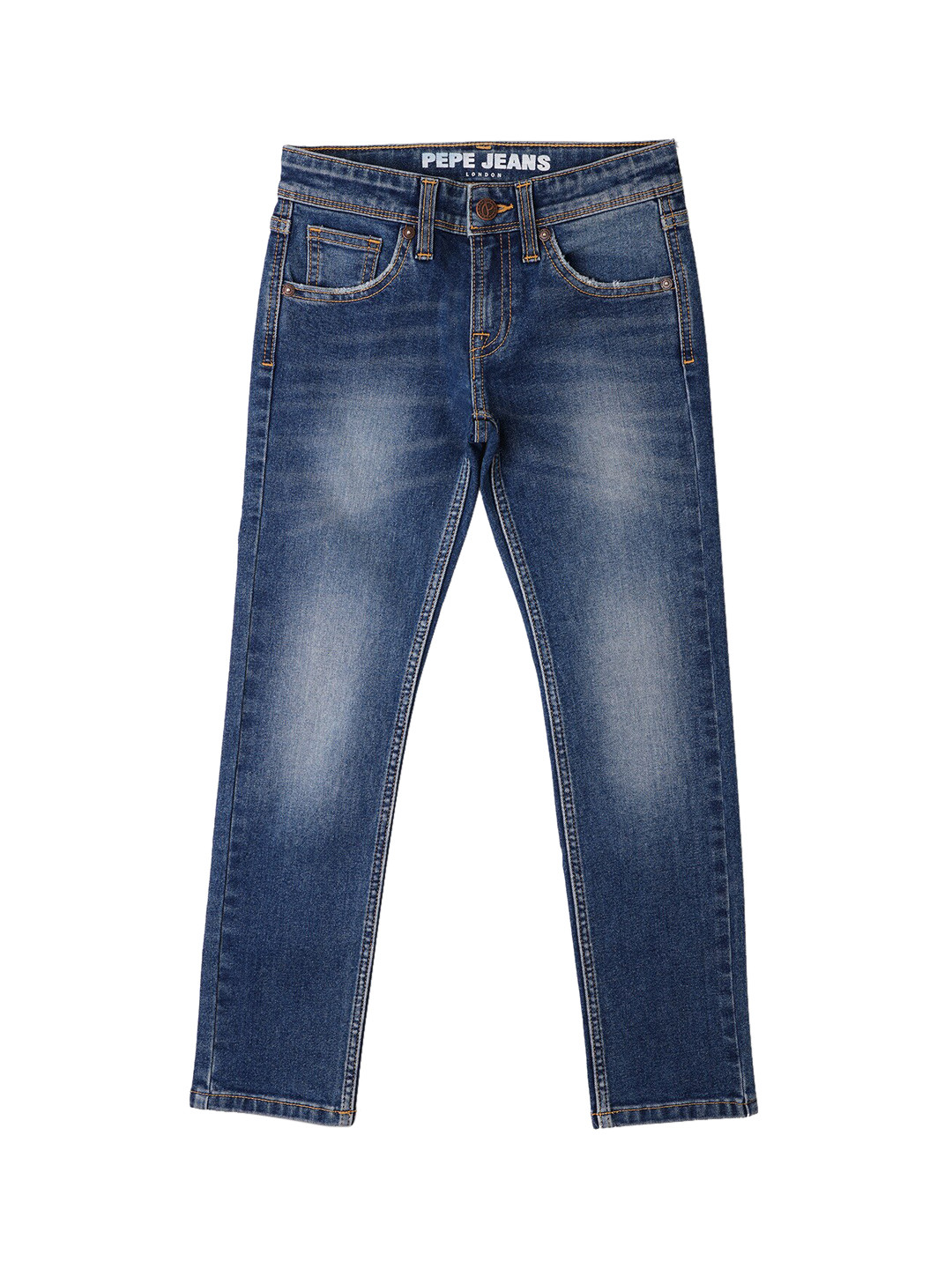 Pepe Jeans Boys Slim Fit Mid-Rise Light Fade Medium Shade Clean Look Stretchable Jeans