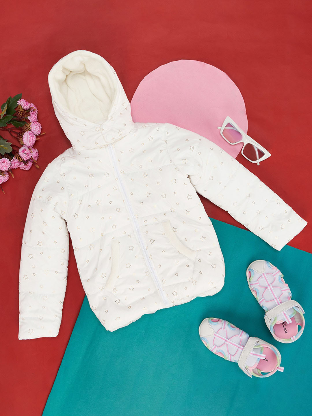 Pantaloons Junior Girls Conversational Printed Puffer Jacket