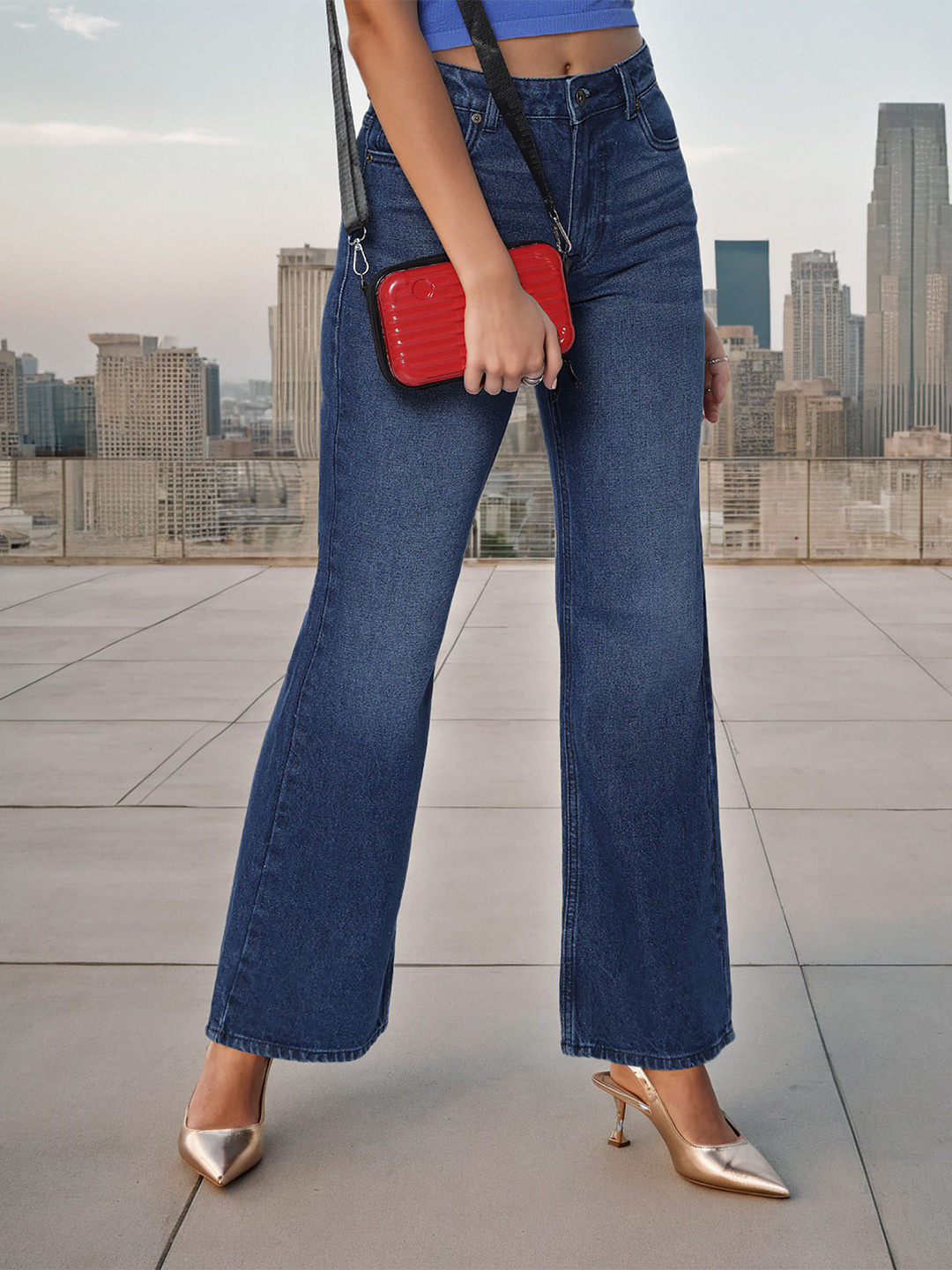 Flying Machine Women Mid-Rise Bootcut Fit Clean Look Non Stretchable Jeans