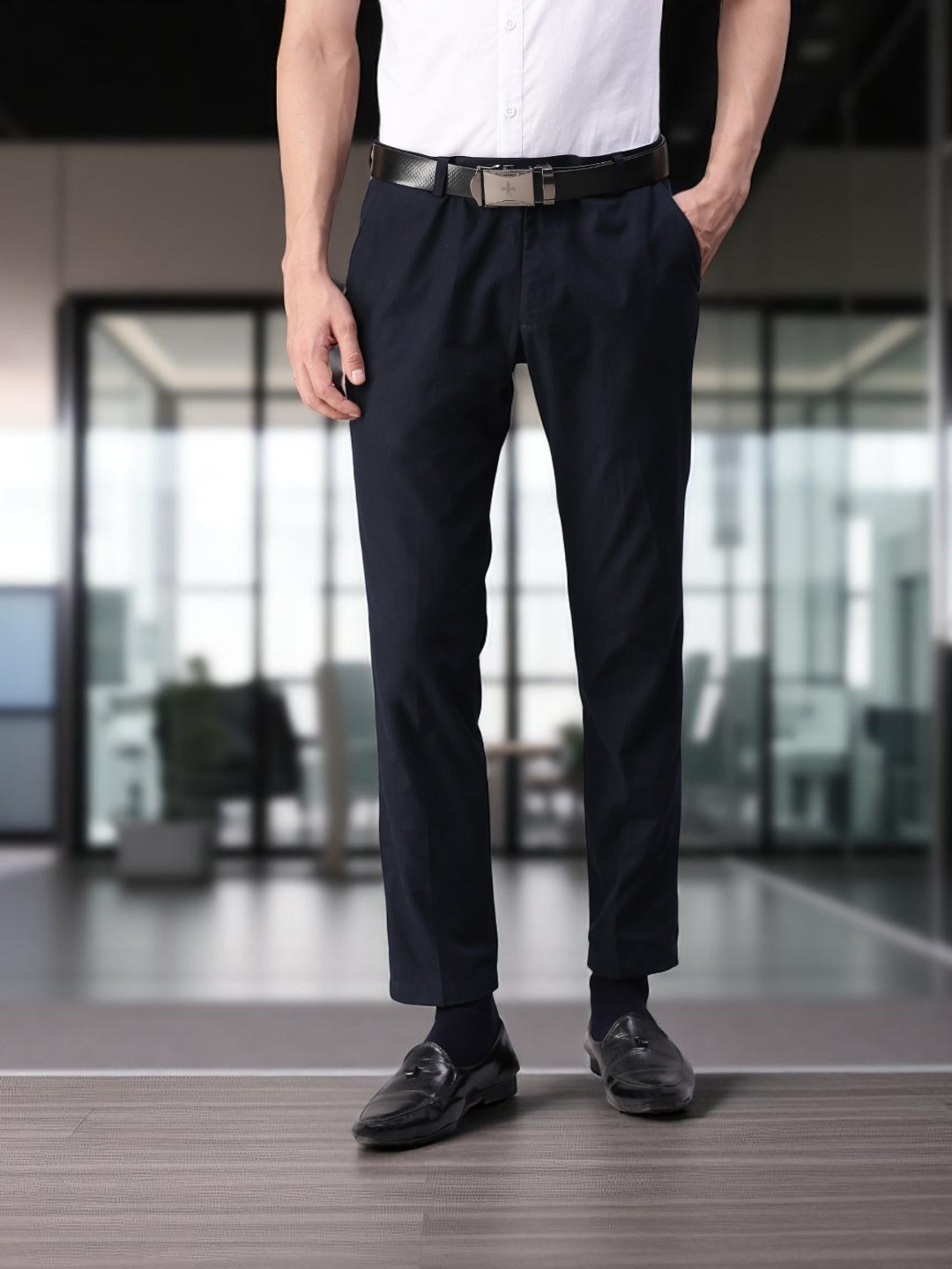 THE SOUL PATROL Men Tapered Fit Cropped Formal Trouser