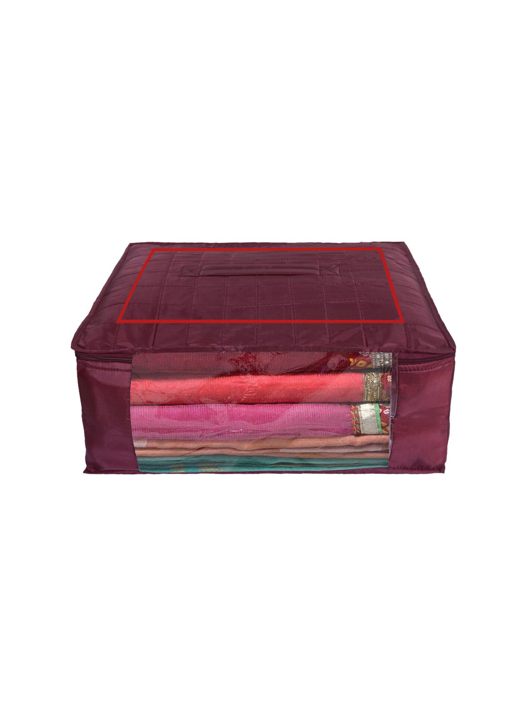Kuber Industries Maroon Extra Large Saree Organiser