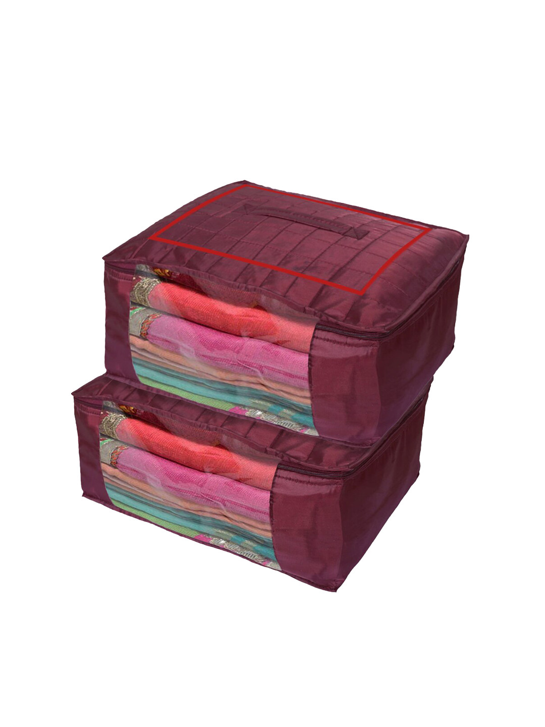 Kuber Industries Maroon 2-Pieces Extra Large Saree Organisers
