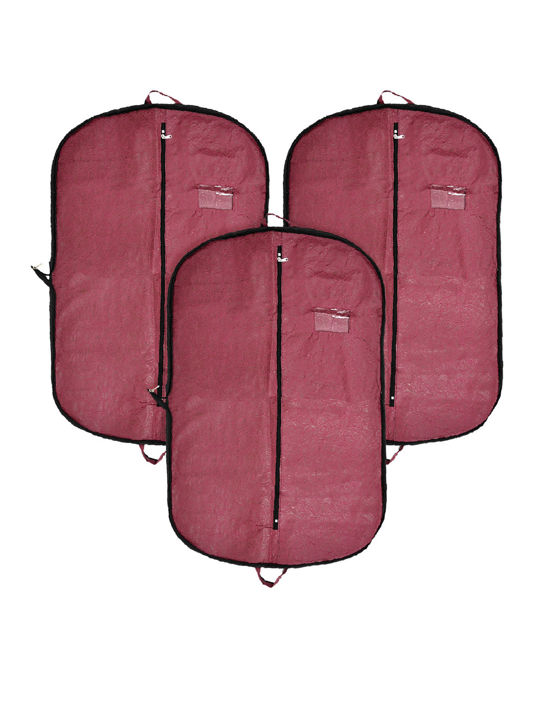 Kuber Industries Maroon 3-Pieces Embossed Coat Covers