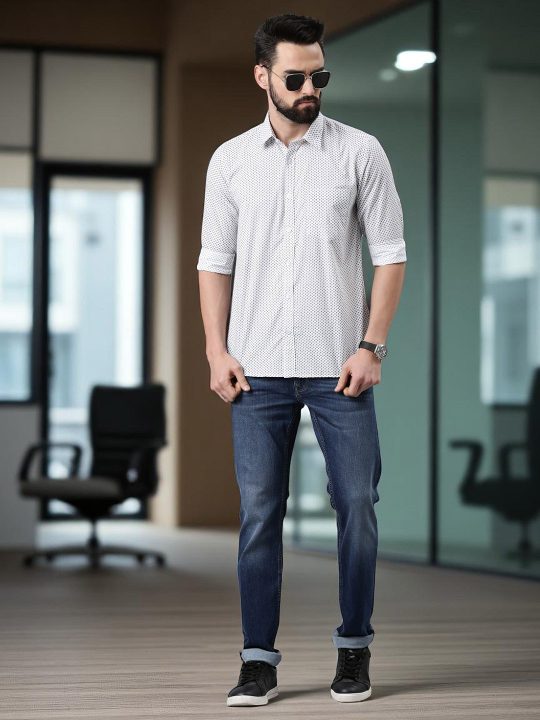 THE SOUL PATROL Smart Fit Micro Ditsy Printed Pure Cotton Casual Shirt