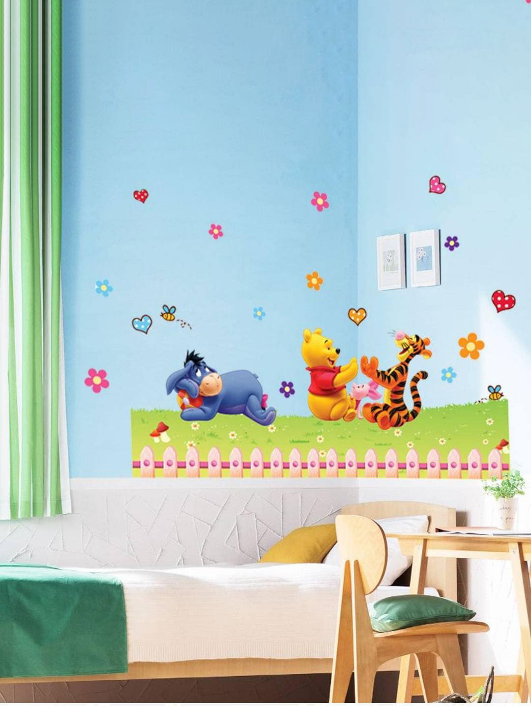 Jaamso Royals Yellow & Red Winnie The Pooh Printed Self Adhesive Wall Sticker