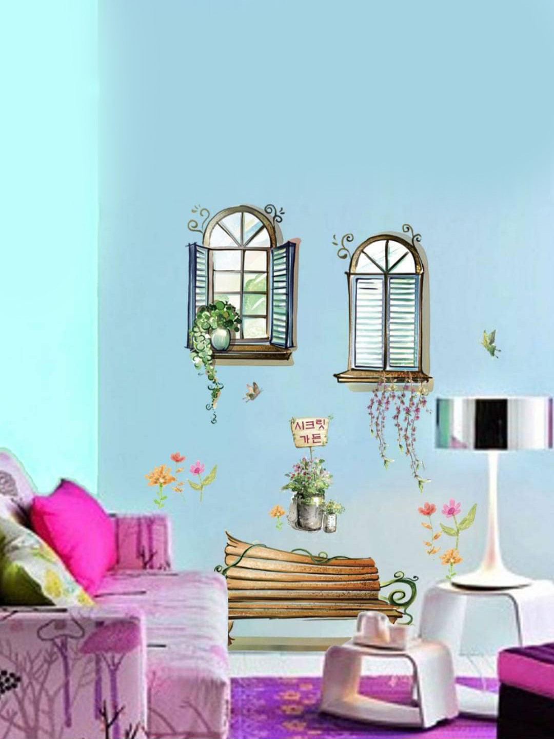 Jaamso Royals Blue & Beige Printed Waterproof Wallsticker