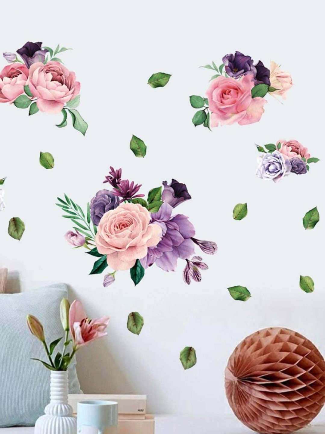 Jaamso Royals Pink & Green Printed Waterproof Wallsticker