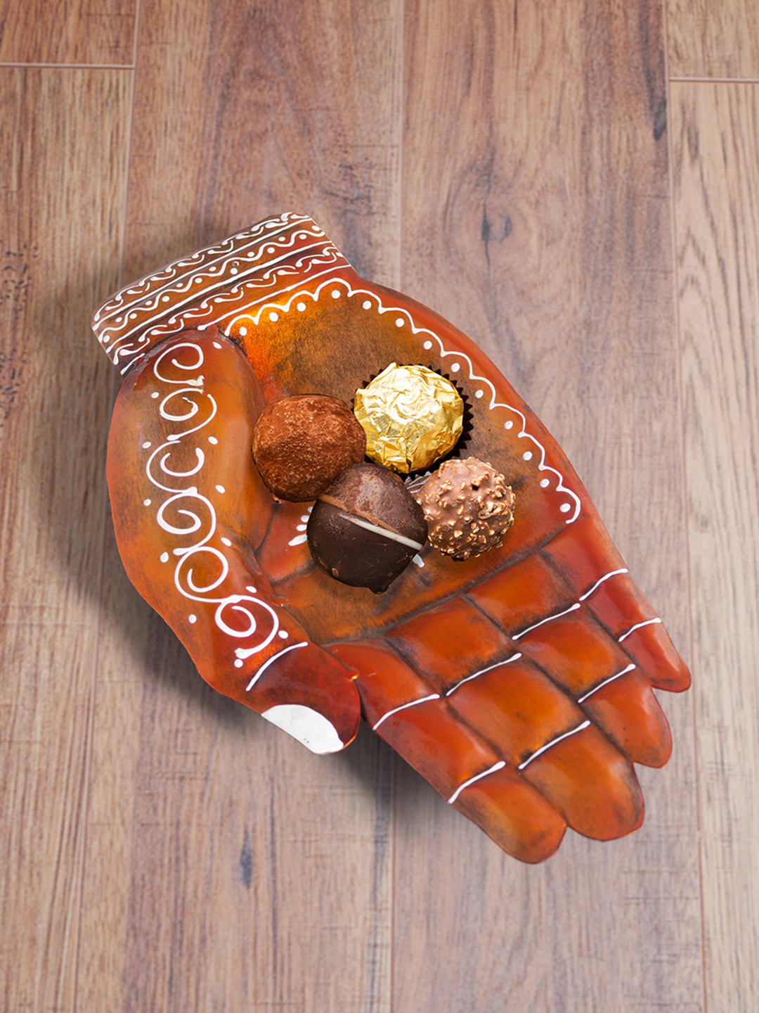 Golden Peacock Hand Shaped Brown Metal Metallic Prayer Room Hand Made Small Showpiece - 1 Inches