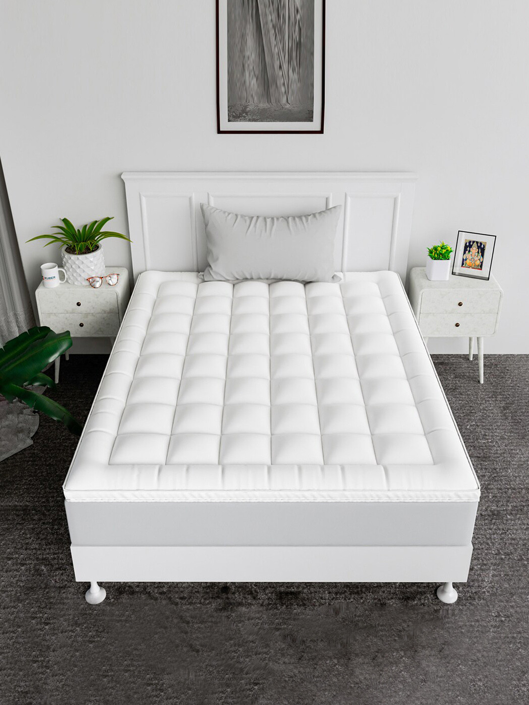 Kuber Industries White Cotton Ultra Soft Mattress Protector