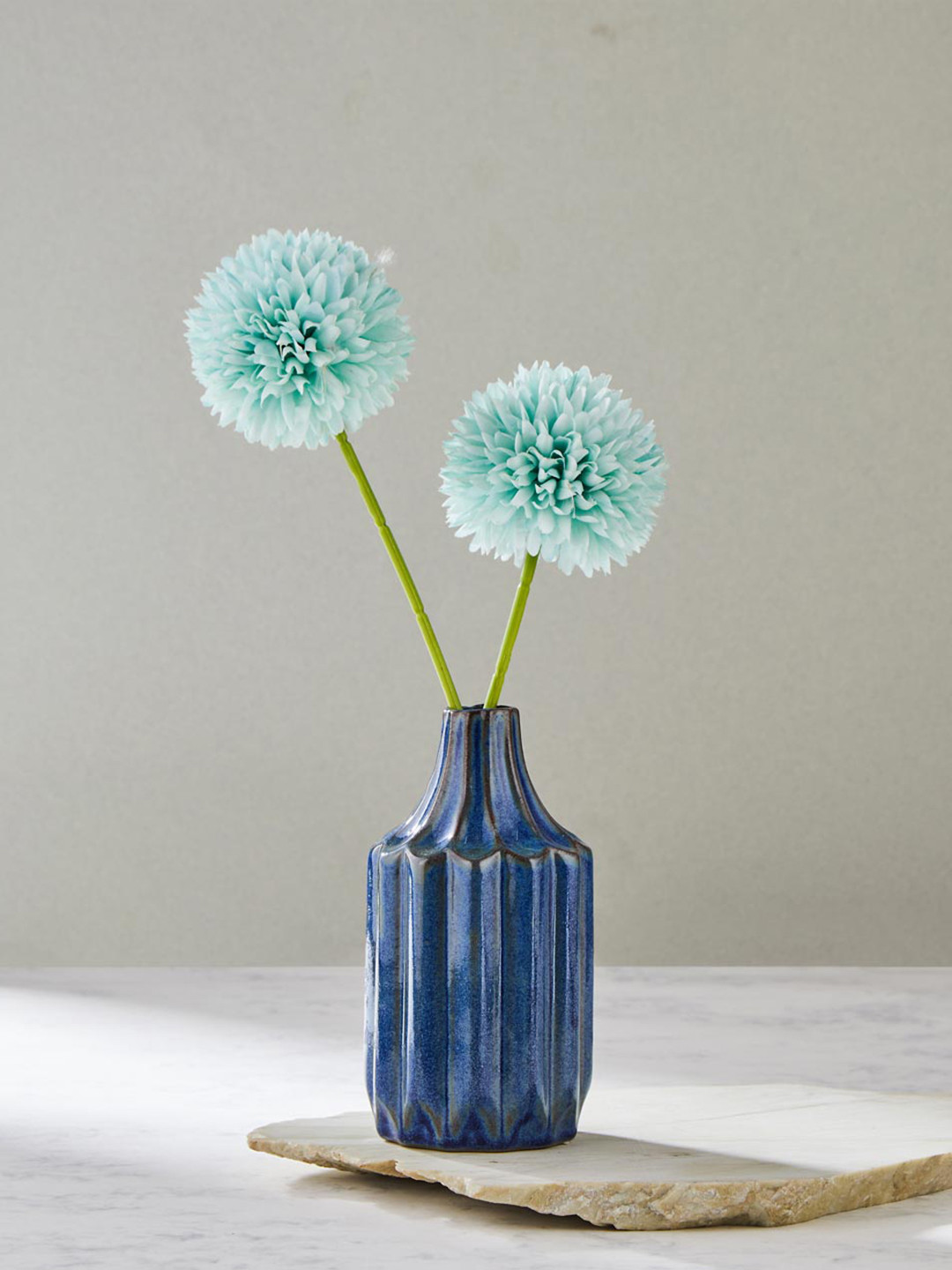 Fabindia Indigo Blue Ceramic Cut Bud Vase
