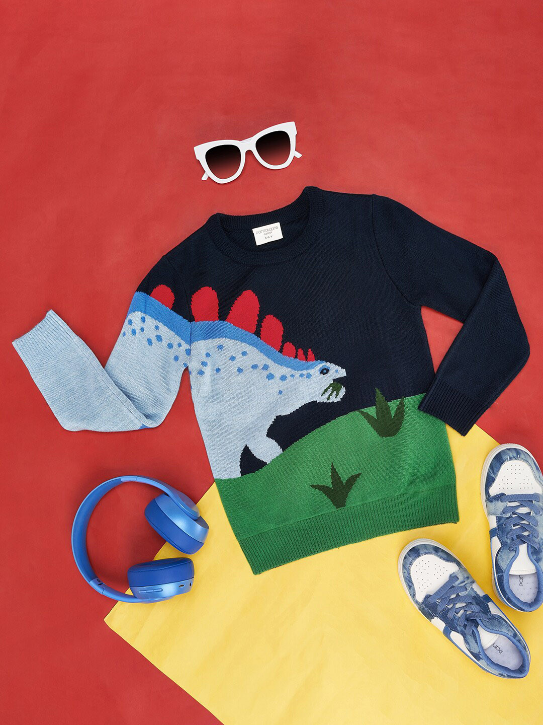 Pantaloons Junior Boys Graphic Self Design Ribbed Pullover