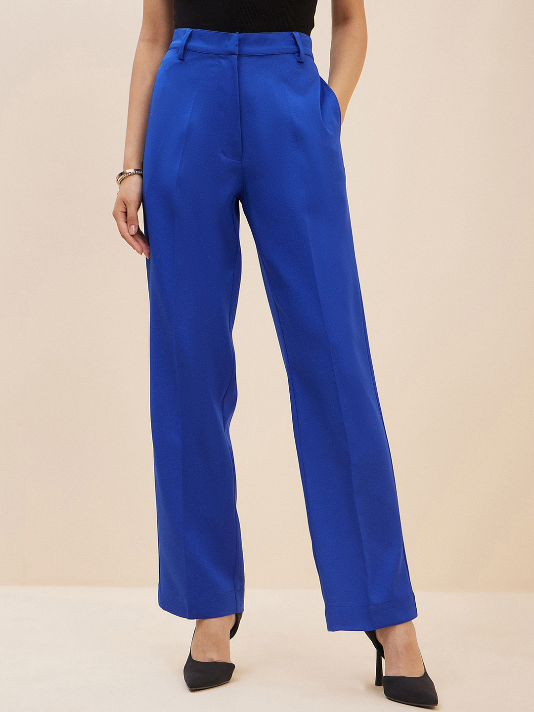 Antheaan Elit Smart Women Tapered Fit High-Rise Cigarette Trousers