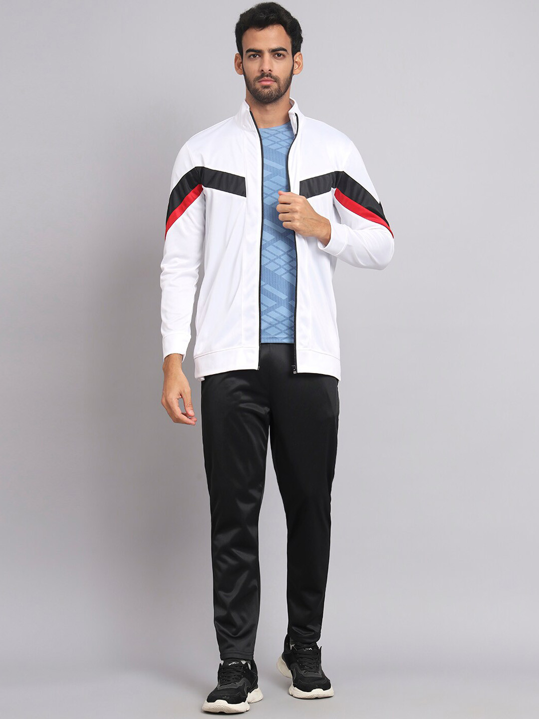 GLITO Colorblocked Front Zipper Mock Collar Tracksuits