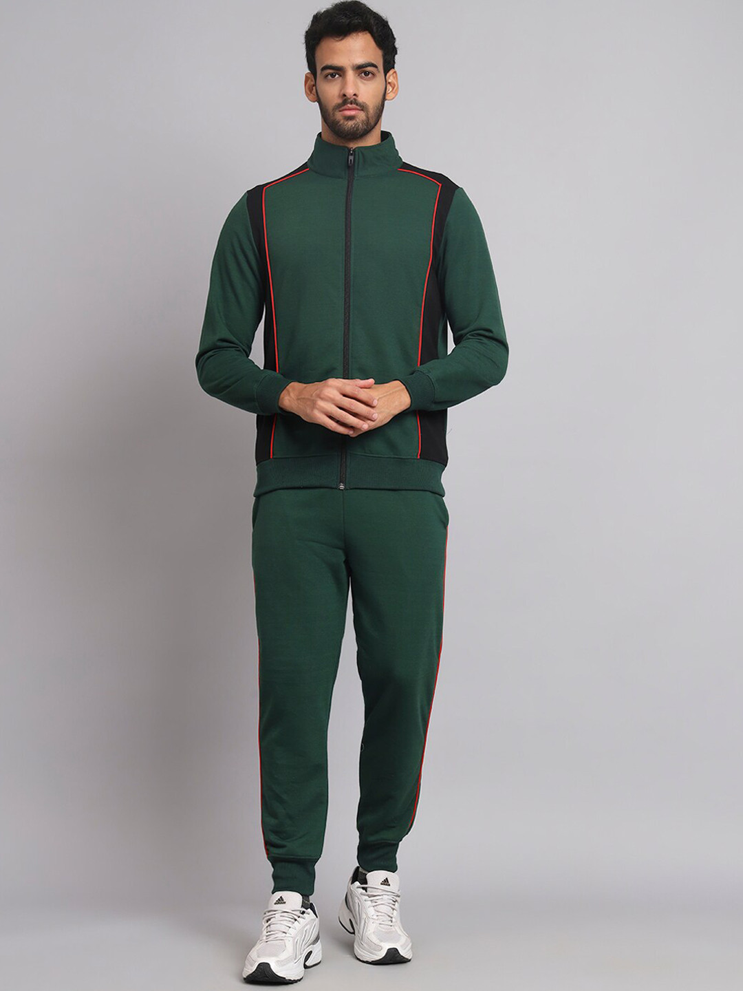 GLITO Colorblocked Front Zipper Mock Collar Tracksuits