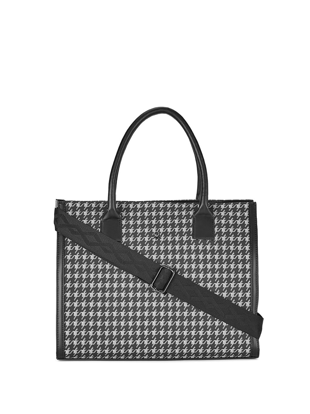 United Colors of Benetton Graphic Printed PU Structured Handheld Bag with Quilted