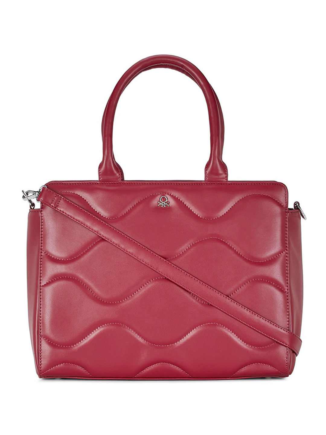 United Colors of Benetton Detachable Sling Strap PU Structured Handheld Bag with Quilted