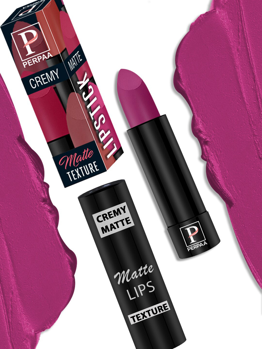 PERPAA Set Of 3 Creamy Matte Bullet Lipstick-3.5g Each-Rose Magenta-Pink Fusion-Pink Berry