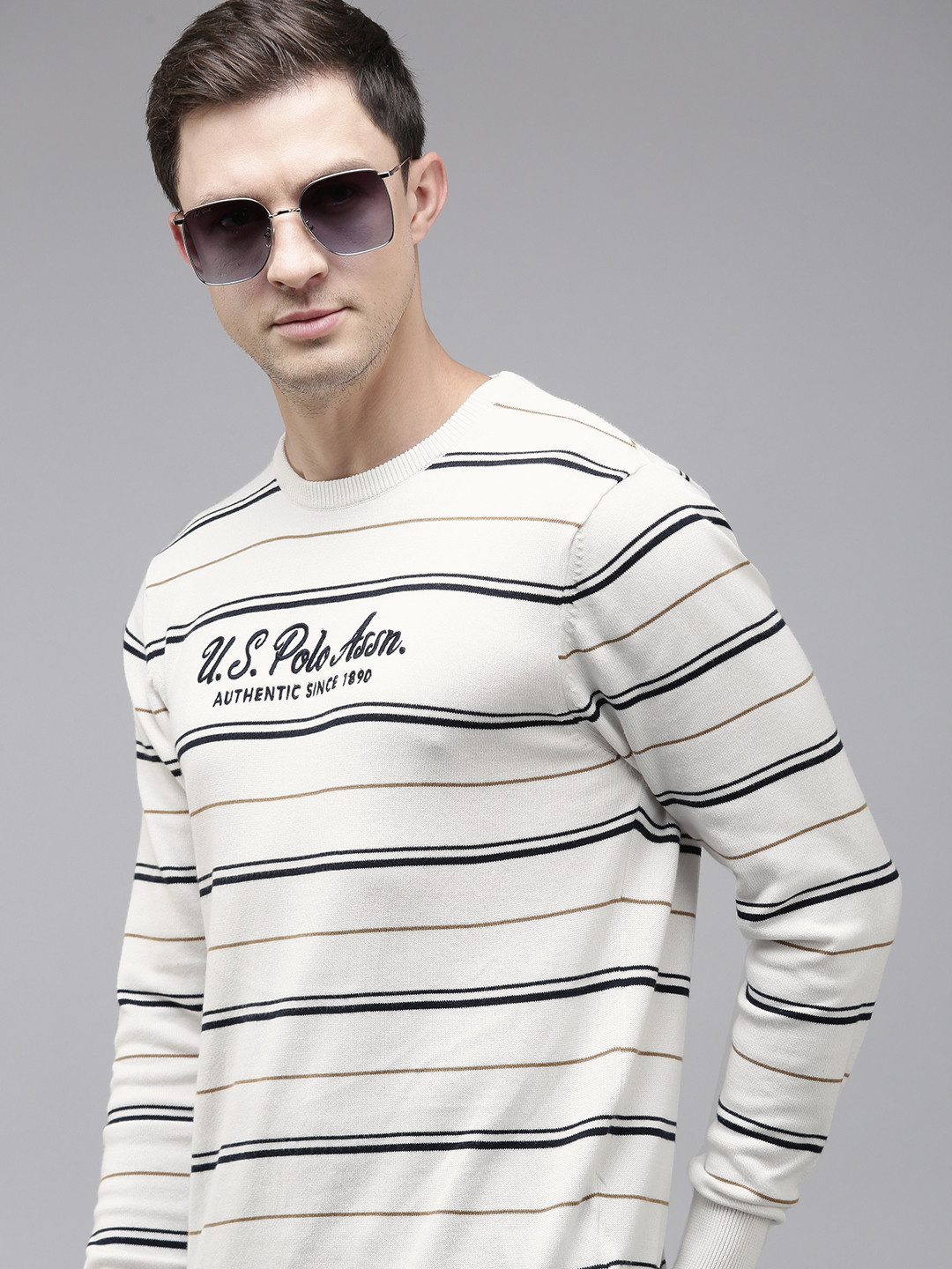 U.S. Polo Assn. Pure Cotton Striped Pullover Sweaters