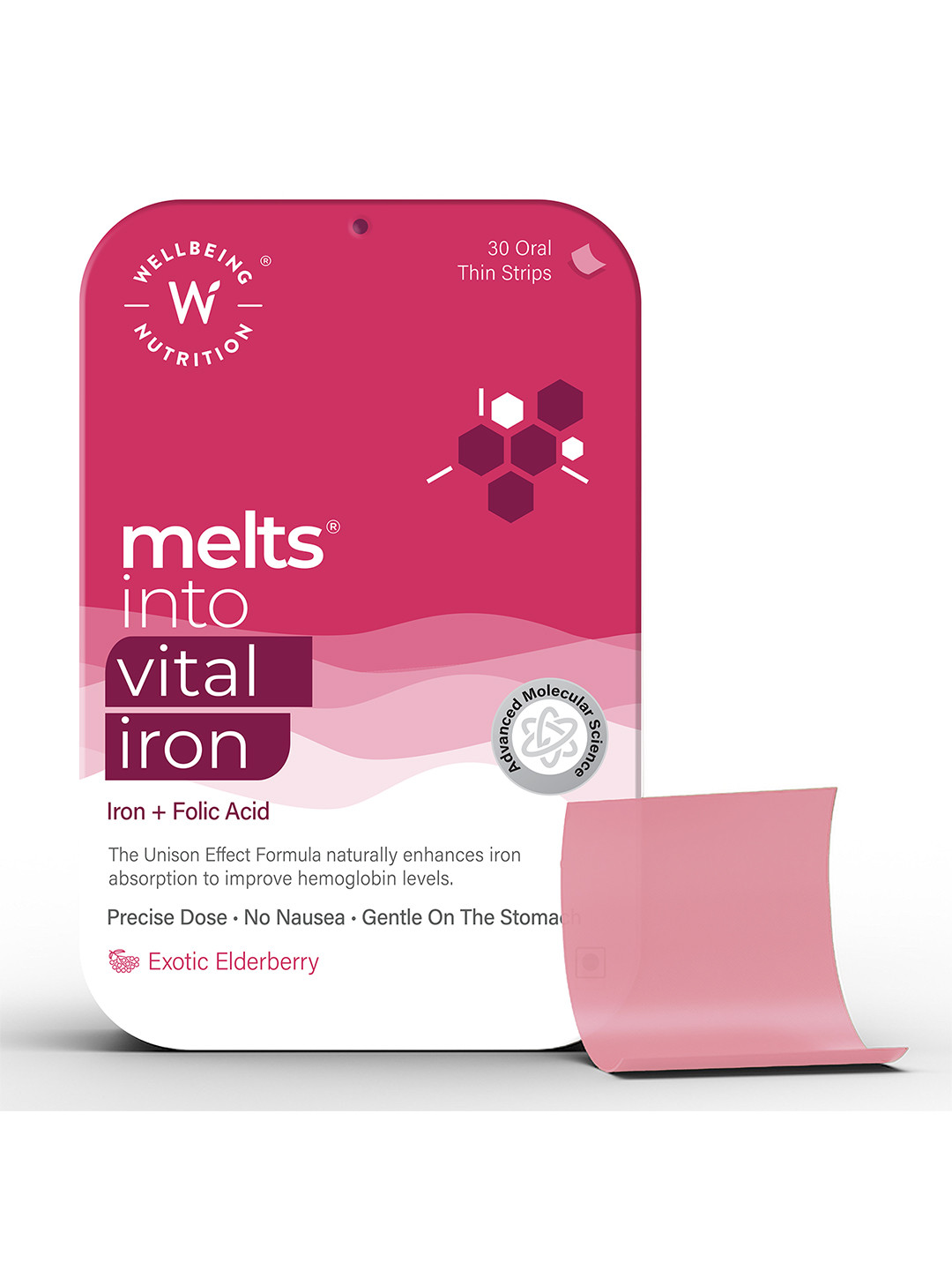 Wellbeing Nutrition Melts Vital Iron & Folate Set Of 30 Oral Strips - Elderberry Flavor