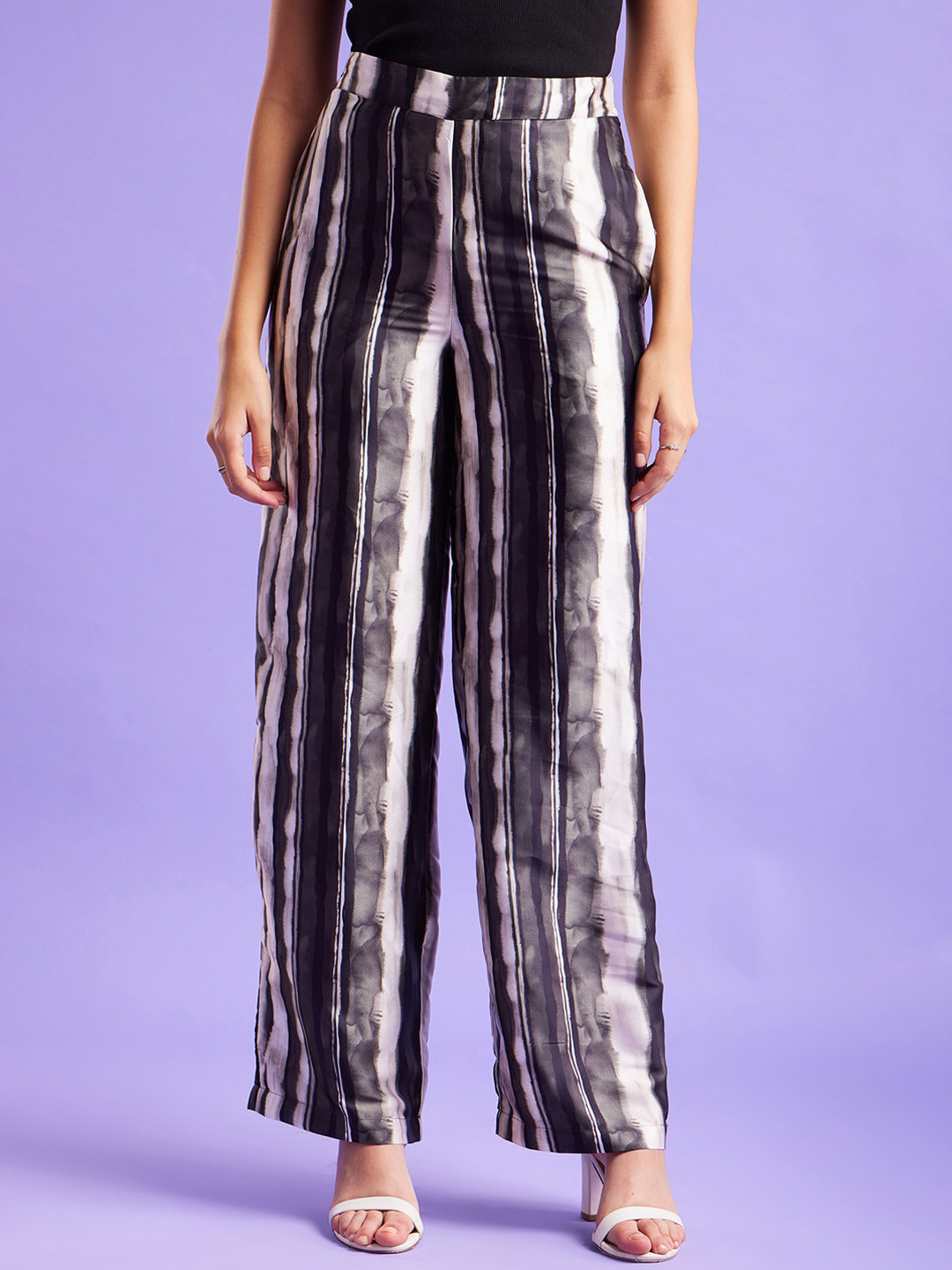 FableStreet Women Printed Tailored Flared Trousers