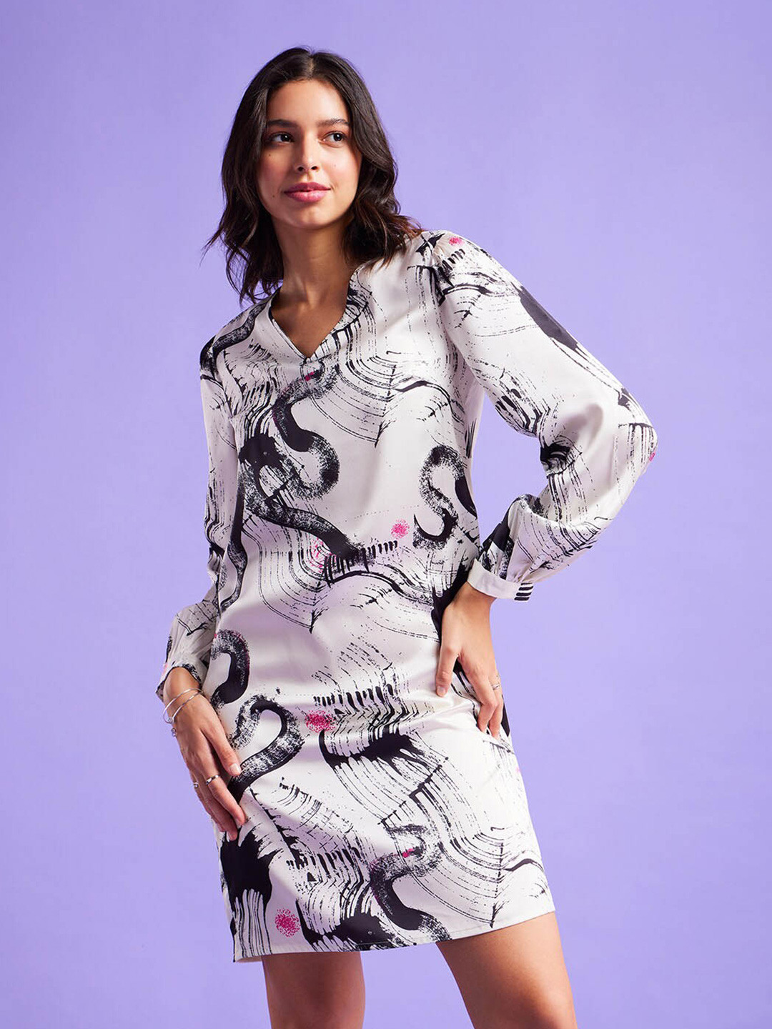 FableStreet Multicoloured Print Formal Sheath Women Dress