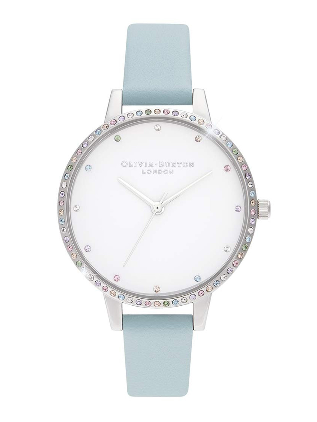 Olivia Burton Women Rainbow Embellished Dial Leather Straps Analogue Watch OB16RB19