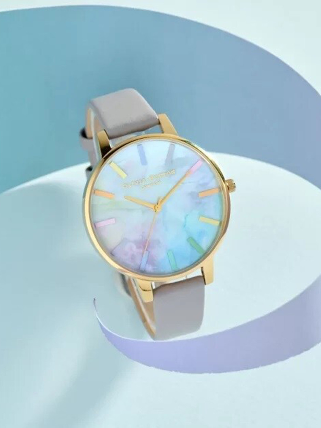 Olivia Burton Women Brass Printed Dial & Leather Straps Analogue Watch OB16RB30