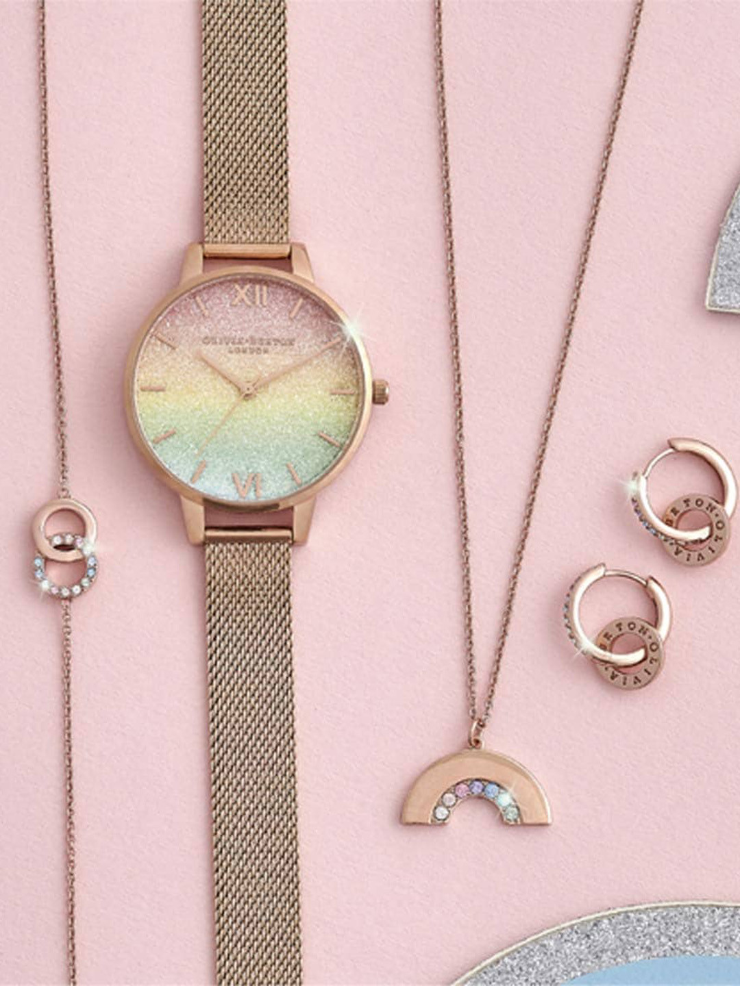 Olivia Burton WomenTextured Dial Stainless Steel Bracelet Style Watch