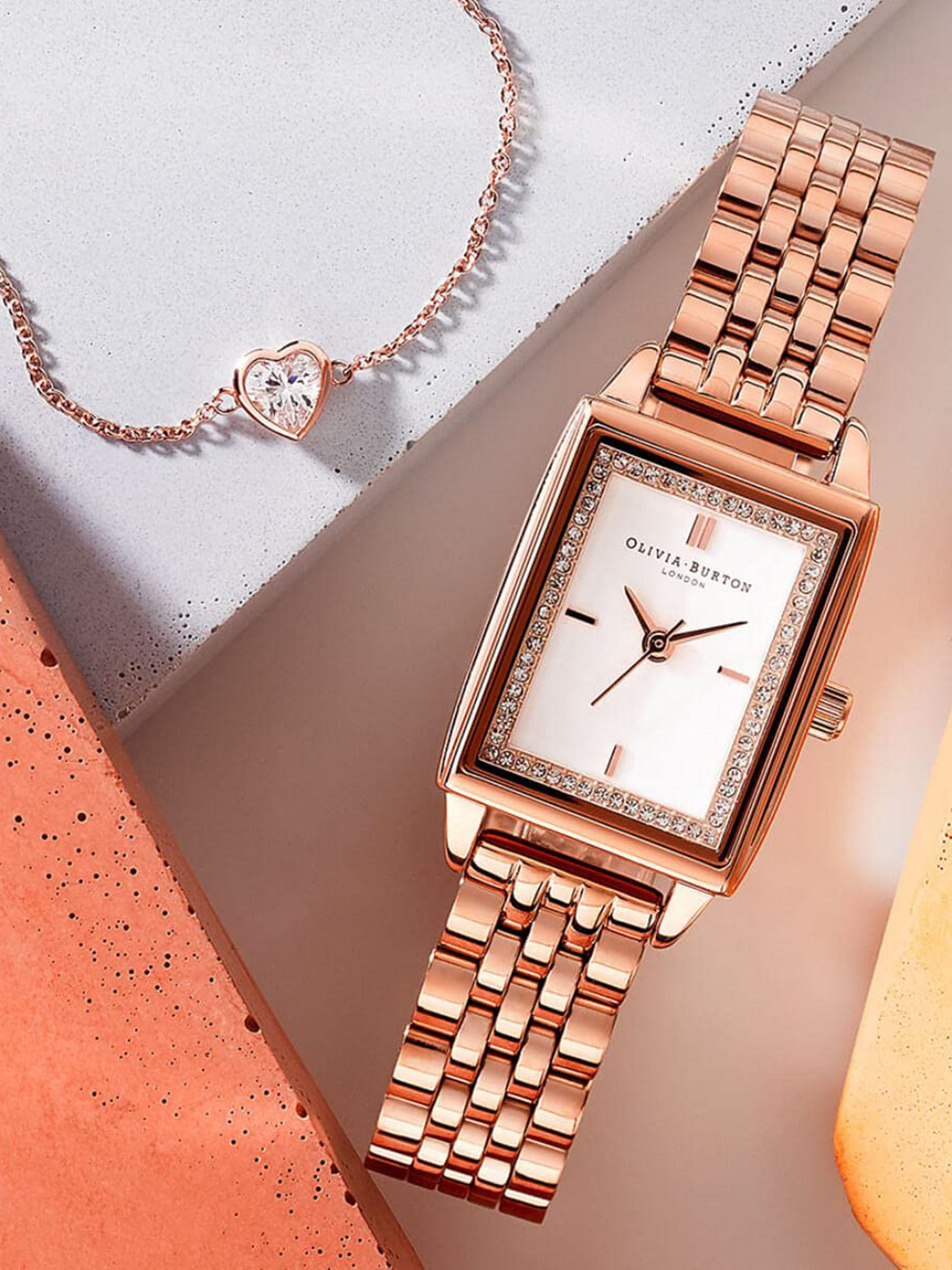 Olivia Burton Women Rectangular Bracelet Style Straps Analogue Watch 24000014