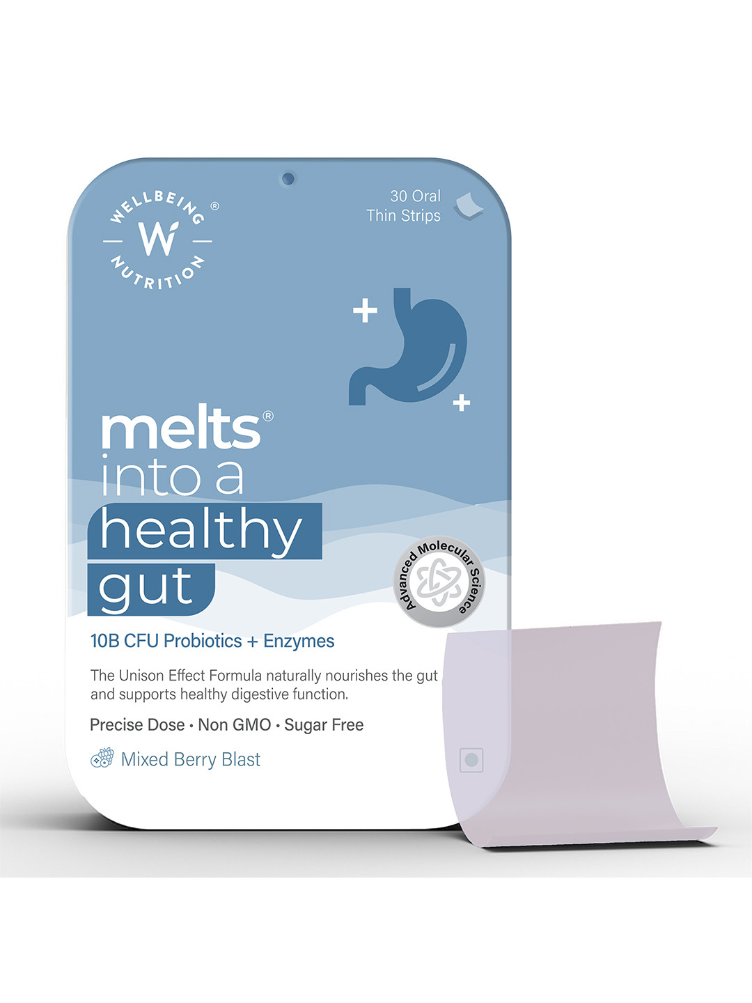 Wellbeing Nutrition Melts Healthy Gut Mixed Berry Blast Thin Oral Strips - 30 Strips