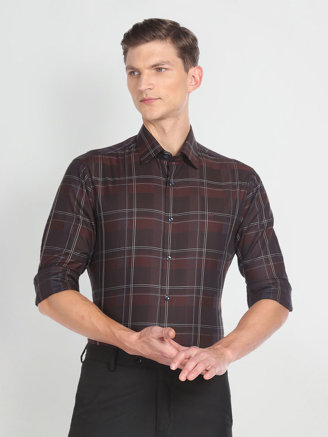 Arrow Tartan Checks Twill Slim Fit Cotton Formal Shirt