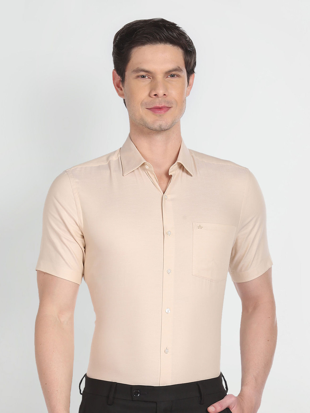 Arrow Men Beige Opaque Formal Shirt