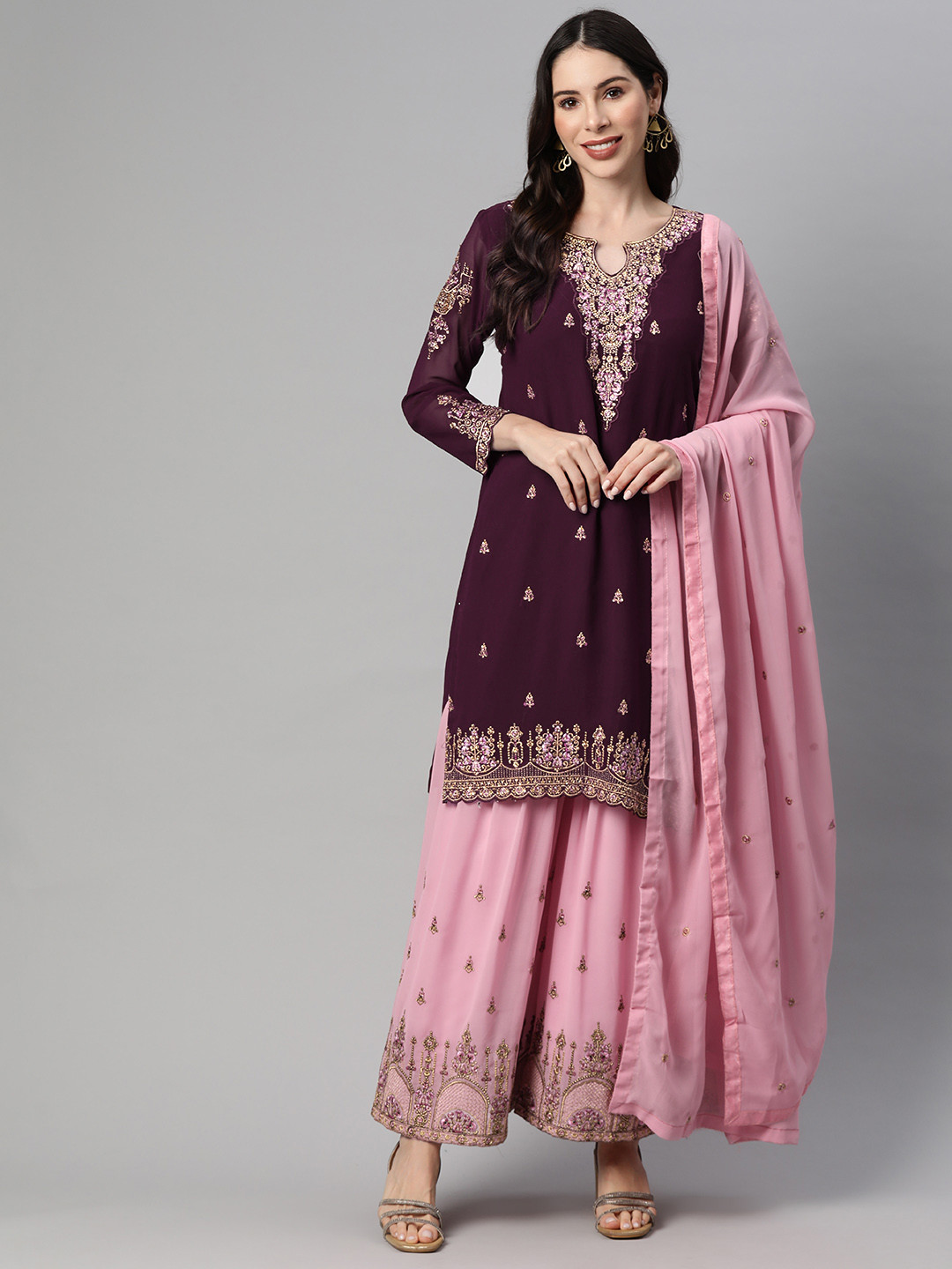 Divine International Trading Co Embroidered Semi-Stitched Dress Material